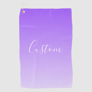 Cursive Script Name & Editable Light Purple Ombre Golf Towel