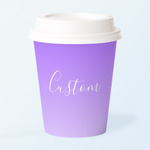 Cursive Script Name & Editable Light Purple Ombre Paper Cups