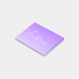 Cursive Script Name & Editable Light Purple Ombre  Post-it Notes