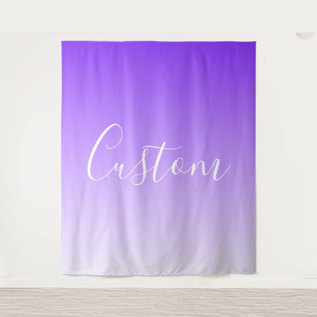 Cursive Script Name & Editable Light Purple Ombre  Tapestry (Front)
