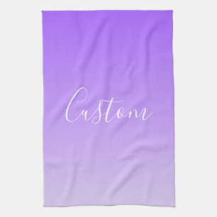 Cursive Script Name & Editable Light Purple Ombre  Tea Towel