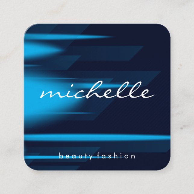 Cursive Text | Blue Hues Background Square Business Card (Front)