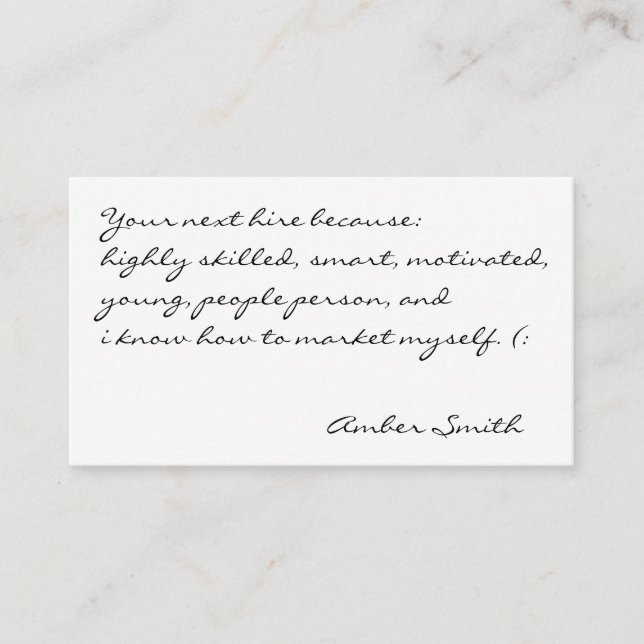 Cursive Text Quote Business Card (Front)