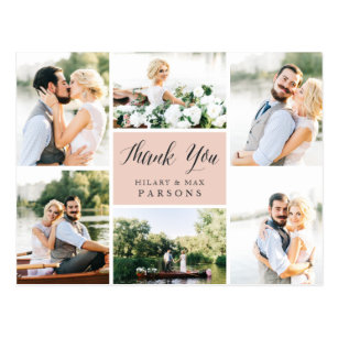 Cursive | Wedding Photo Collage Thank You Postcard