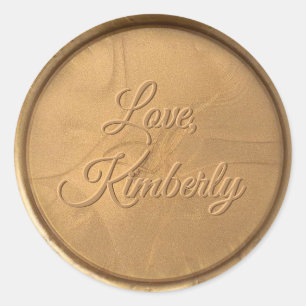 Cursive With Love Antique Gold Wax Seal Sticker
