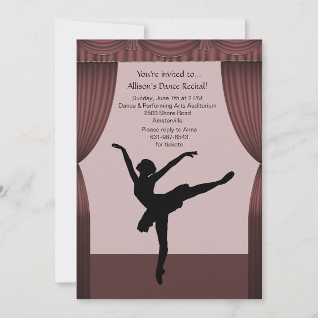 Curtain Call Dance Recital Invitation (Front)