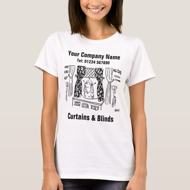 Curtains and Blinds Cartoon to Personalise T-Shirt (Front)