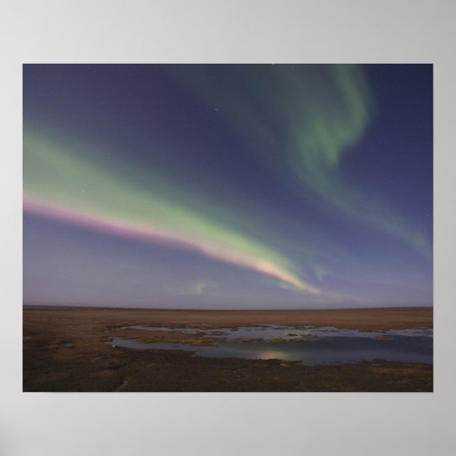 Curtains of colored northern lights poster (Front)