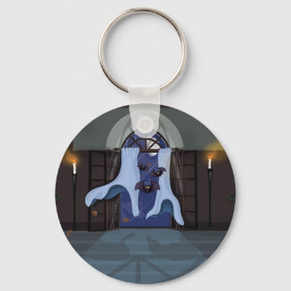 Curtains waving in the night key ring
