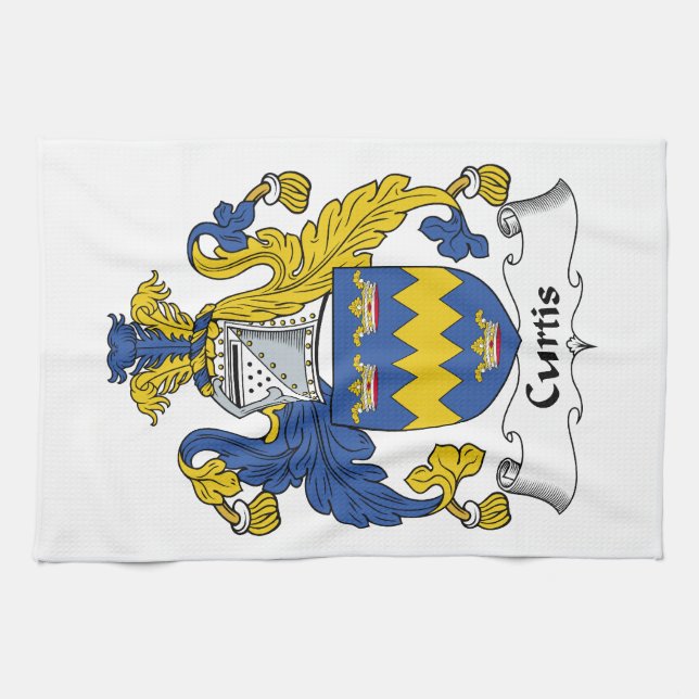 Curtis Family Crest Tea Towel (Horizontal)