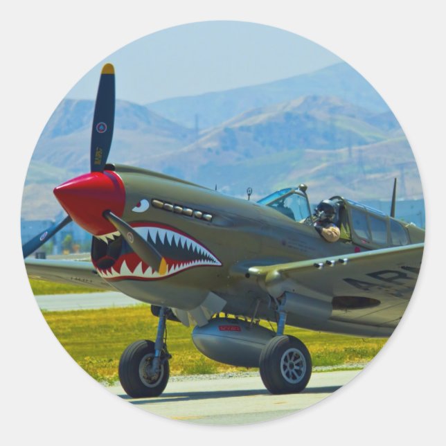 Curtis P-40 Warhawk Classic Round Sticker (Front)