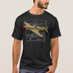 Curtiss P40 Warhawk WW2 Fighter Plane  T-Shirt