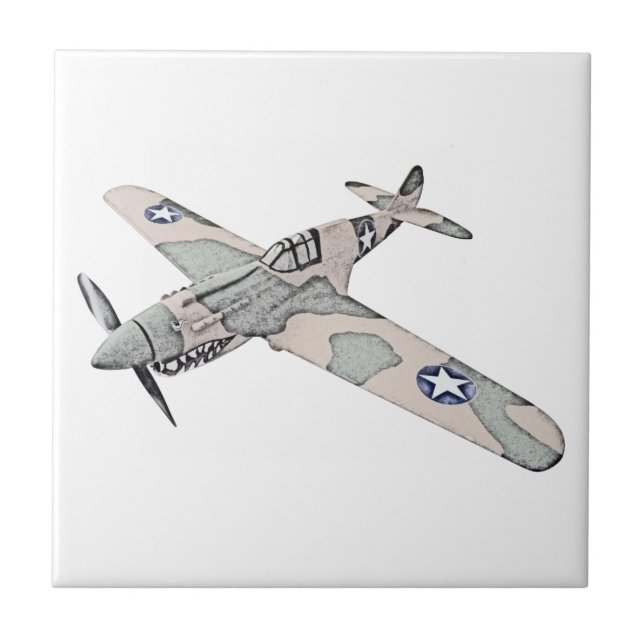 Curtiss P-40 Warhawk Aircraft Ceramic Tile (Front)