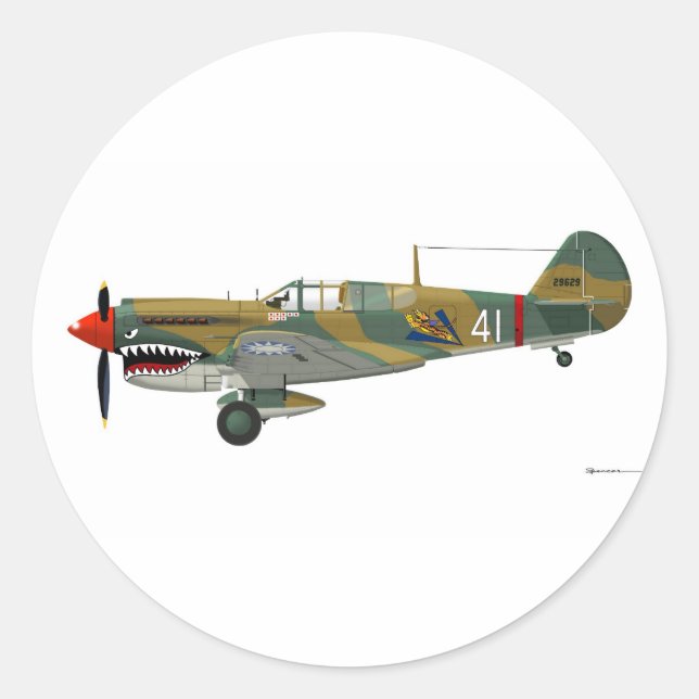 Curtiss P-40 Warhawk Classic Round Sticker (Front)