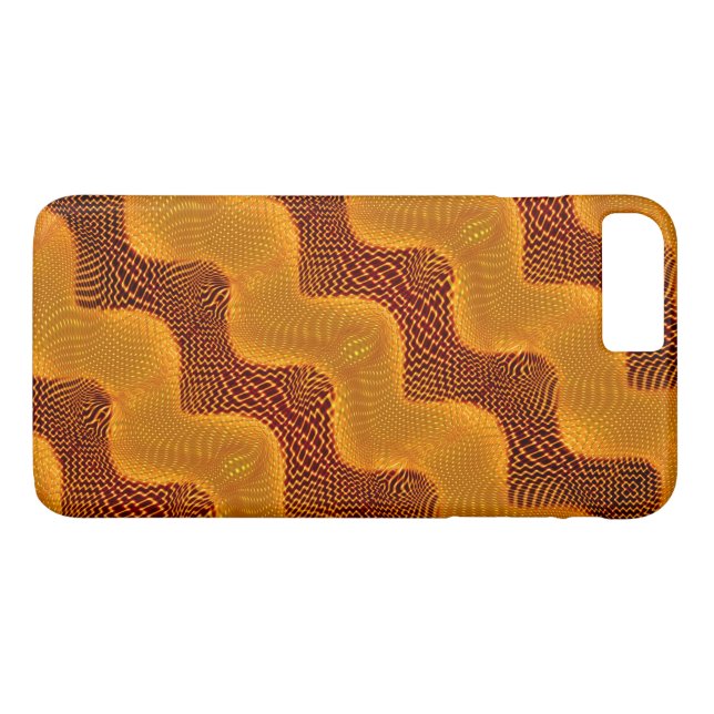 Curva laranja e pontos dourados sobre fundo marrom Case-Mate iPhone case (Back (Horizontal))