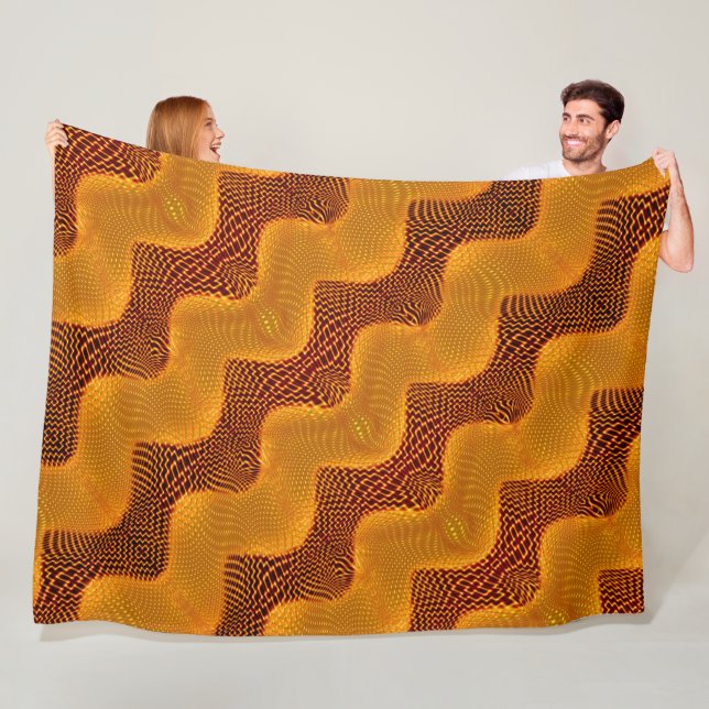 Curva laranja e pontos dourados sobre fundo marrom fleece blanket (In Situ)