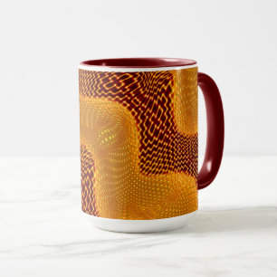 Curva laranja e pontos dourados sobre fundo marrom mug