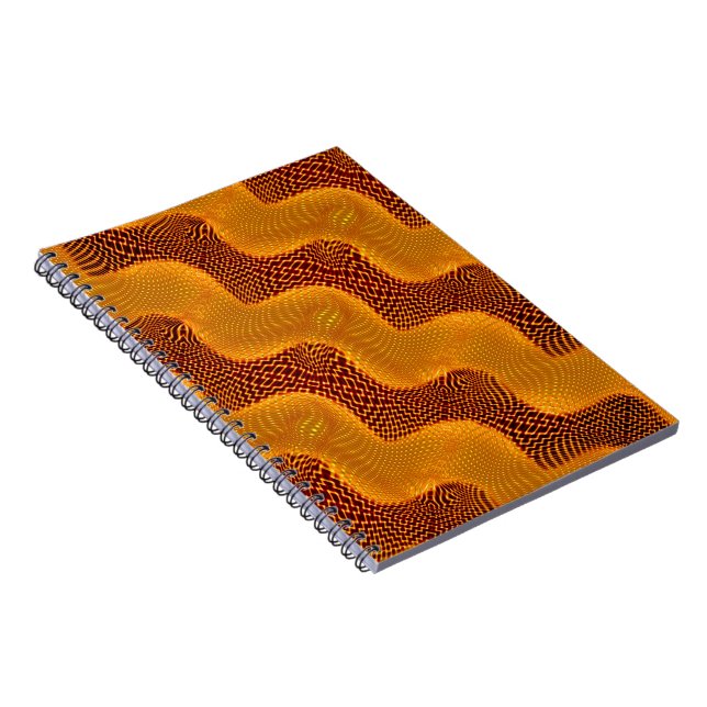 Curva laranja e pontos dourados sobre fundo marrom notebook (Right Side)