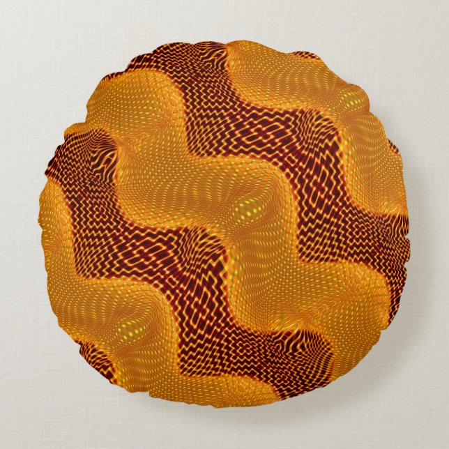 Curva laranja e pontos dourados sobre fundo marrom round cushion (Front)