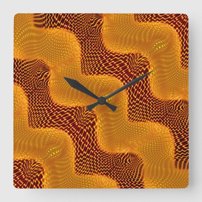 Curva laranja e pontos dourados sobre fundo marrom square wall clock (Front)