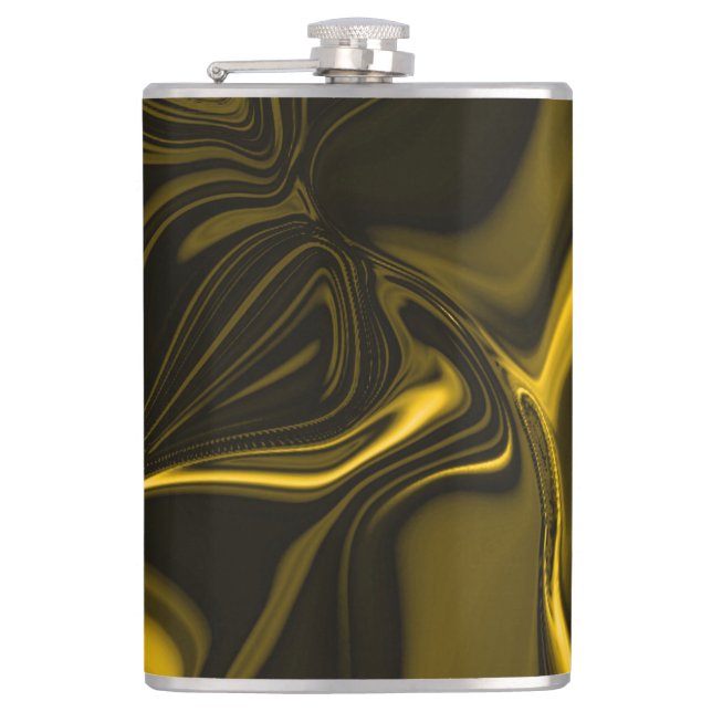 Curvas amarelas ou  dourados em imagem marrom. hip flask (Front)