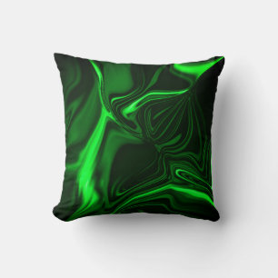 Curvas e dobras verde niquelado em fundo escuro. cushion