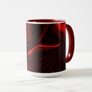 Curvas vermelhas claro e escuro em fundo escuro. mug