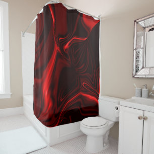 Curvas vermelhas claro e escuro em fundo escuro shower curtain