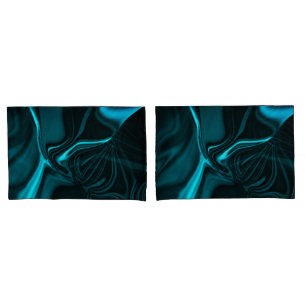 Curve and folds cyan nickeled on dark fund pillowcase