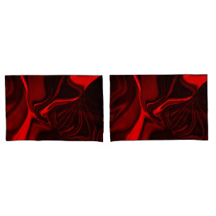 Curve and folds red nickeled on dark fund pillowcase