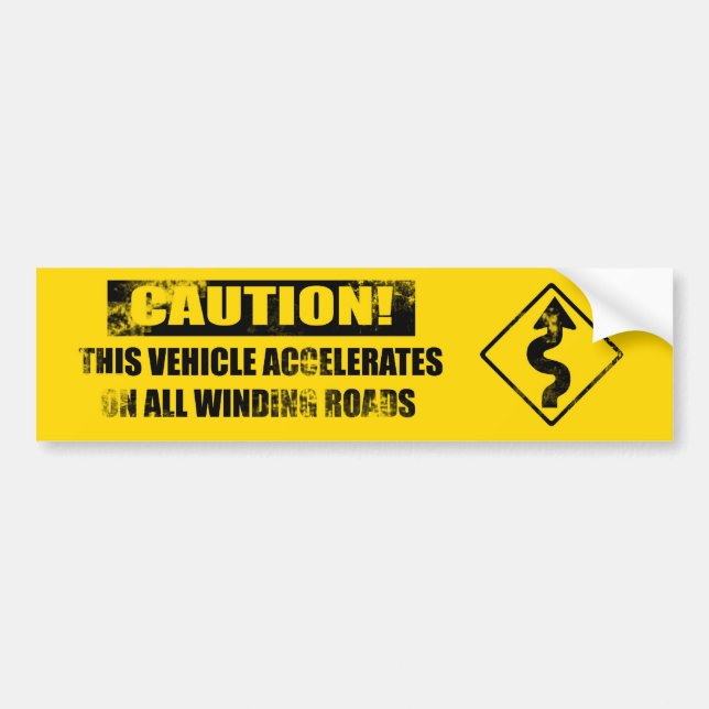 Curve Caution- yelliow distressed Bumper Sticker (Front)