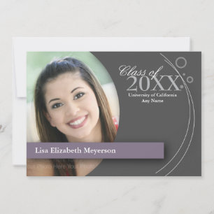 Curve & Dots Graduation: Custom Purple Invitation