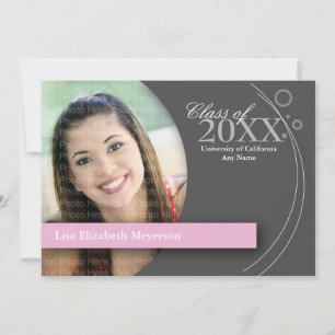 Curve & Dots Gradution: Custom Pink Invitation