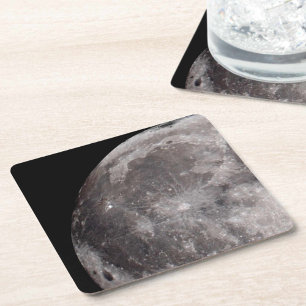 Curve of Full Moon Astronomy Image Square Paper Coaster