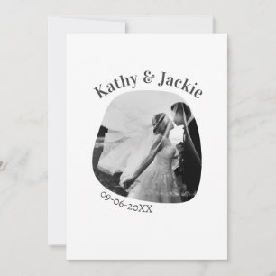 curve photo name wedding date romantic love simple invitation