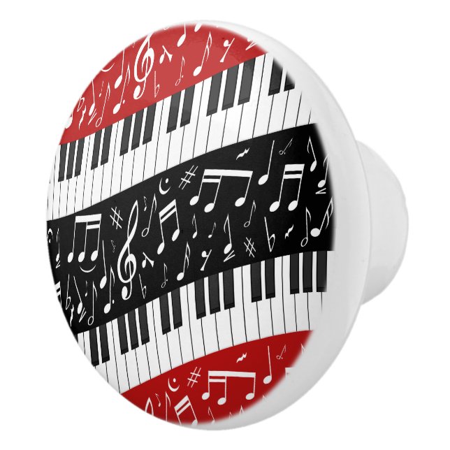 Curve piano keys and musical notes ceramic knob (Right)