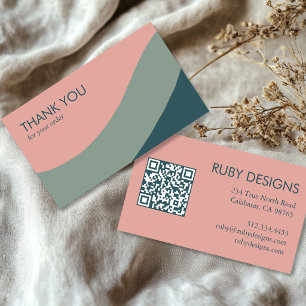 Curve Stripes Retro Minimalist Order Thank You Business Card