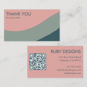 Curve Stripes Retro Minimalist Order Thank You  Business Card