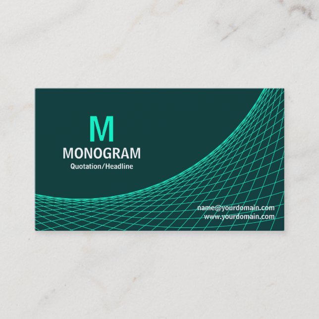 Curve - Turquoise on Dark Green 003333 Business Card (Front)