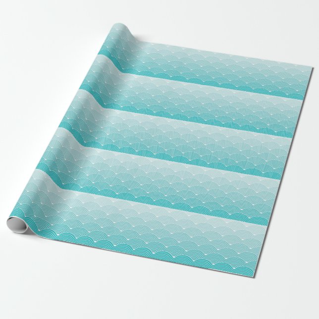 Curve Waves: Vintage Geometric Pattern Wrapping Paper (Unrolled)