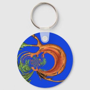 Curved Acacia with Kaleidoscopic Leaves Art Print Key Ring