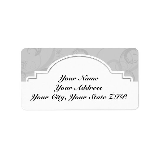 Curved Art Deco Diva in Silver Grey Address Label