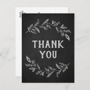 Curved Branches   Chalkboard Thank You Postcard