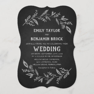 Curved Branches   Chalkboard Wedding Invitation