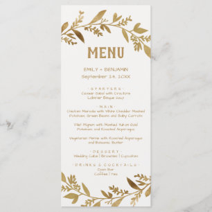 Curved Branches Gold Dinner Menu Card