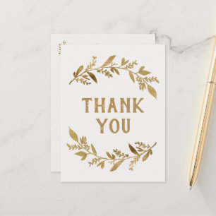 Curved Branches   Gold Thank You Postcard