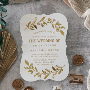 Curved Branches Gold The Wedding Of Invitation