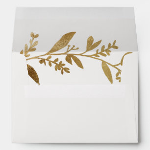 Curved Branches Gold Wedding Invitation Envelope