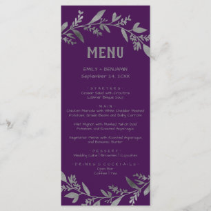 Curved Branches   Silver Dinner Menu Card