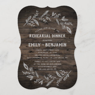 Curved Branches   Wooden Rehearsal Dinner Invitation